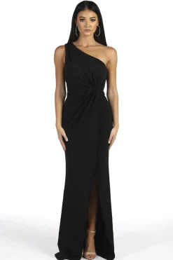NELIA One Shoulder Maxi Column Dress - Black