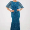 Opal Butterfly-Sleeve Sequin Maxi Dress - Teal
