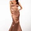 Penelope Satin Gown - Brown (XS,S,L - Clearance Sale)