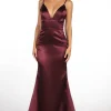 Penelope Satin Gown - Plum (XS,S - Clearance Sale)