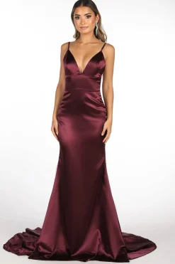 Penelope Satin Gown - Plum (XS,S - Clearance Sale)