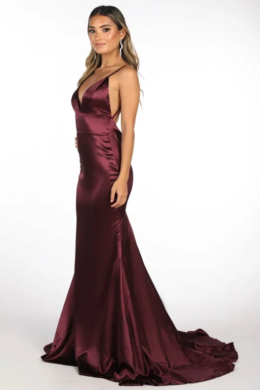 Penelope Satin Gown - Plum (XS,S - Clearance Sale)
