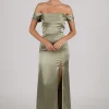 Peyton Strapless Satin Maxi Dress - Sage Green