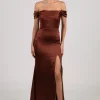 Peyton Strapless Satin Maxi Dress - Mahogany