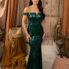 Ramona Off Shoulder Sequin Gown - Emerald