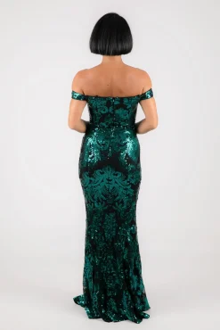 Ramona Off Shoulder Sequin Gown - Emerald