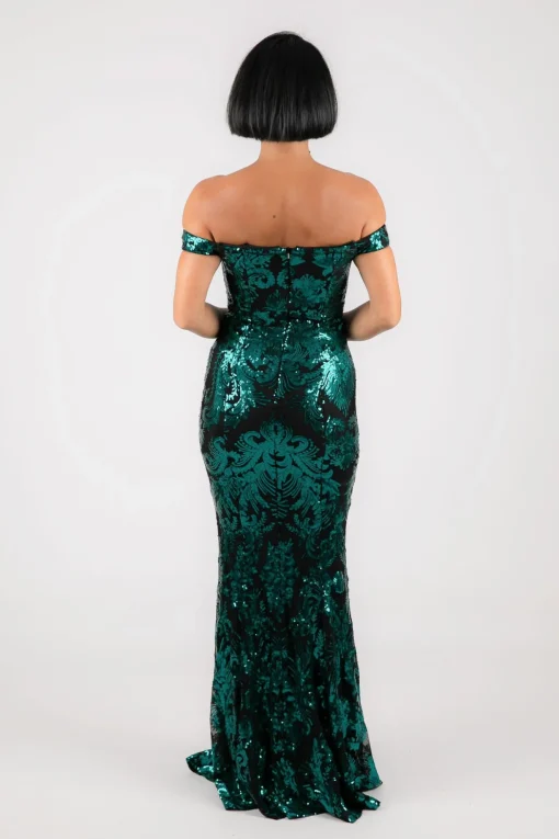 Ramona Off Shoulder Sequin Gown - Emerald