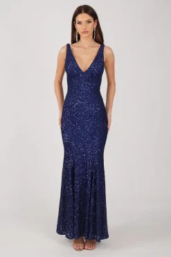 Reyna Sequin Gown - Navy (XXL - Clearance Sale)