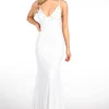 ROSIE LUXE Lace Up Back (No Slit) Sequin Gown - White
