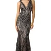 Sapphira Sequin Gown - Black & Beige