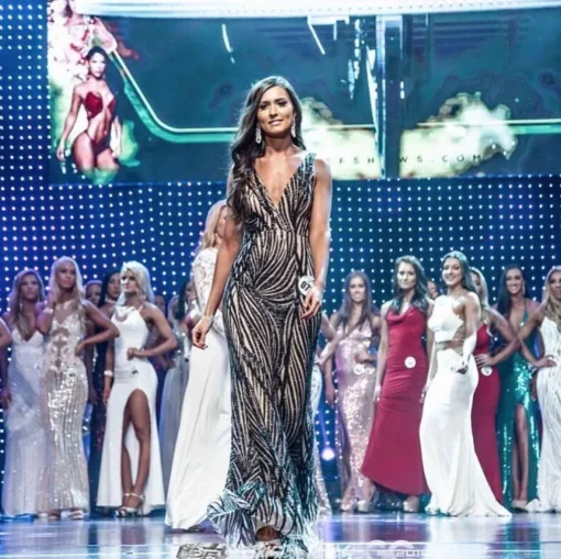 Sapphira Sequin Gown - Black & Beige