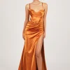 SHANTE Lace Up Back Corset Gown - Burnt Orange