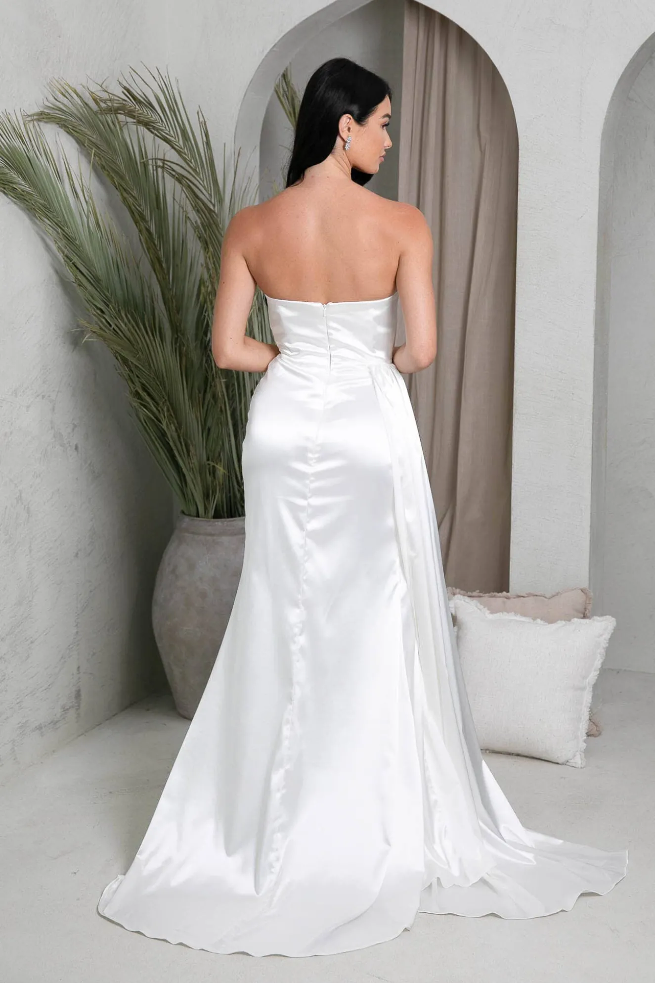 TYRA Glossy Satin Gown - Ivory