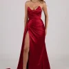 TYRA Satin Gown - Deep Red