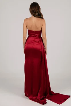 TYRA Satin Gown - Deep Red